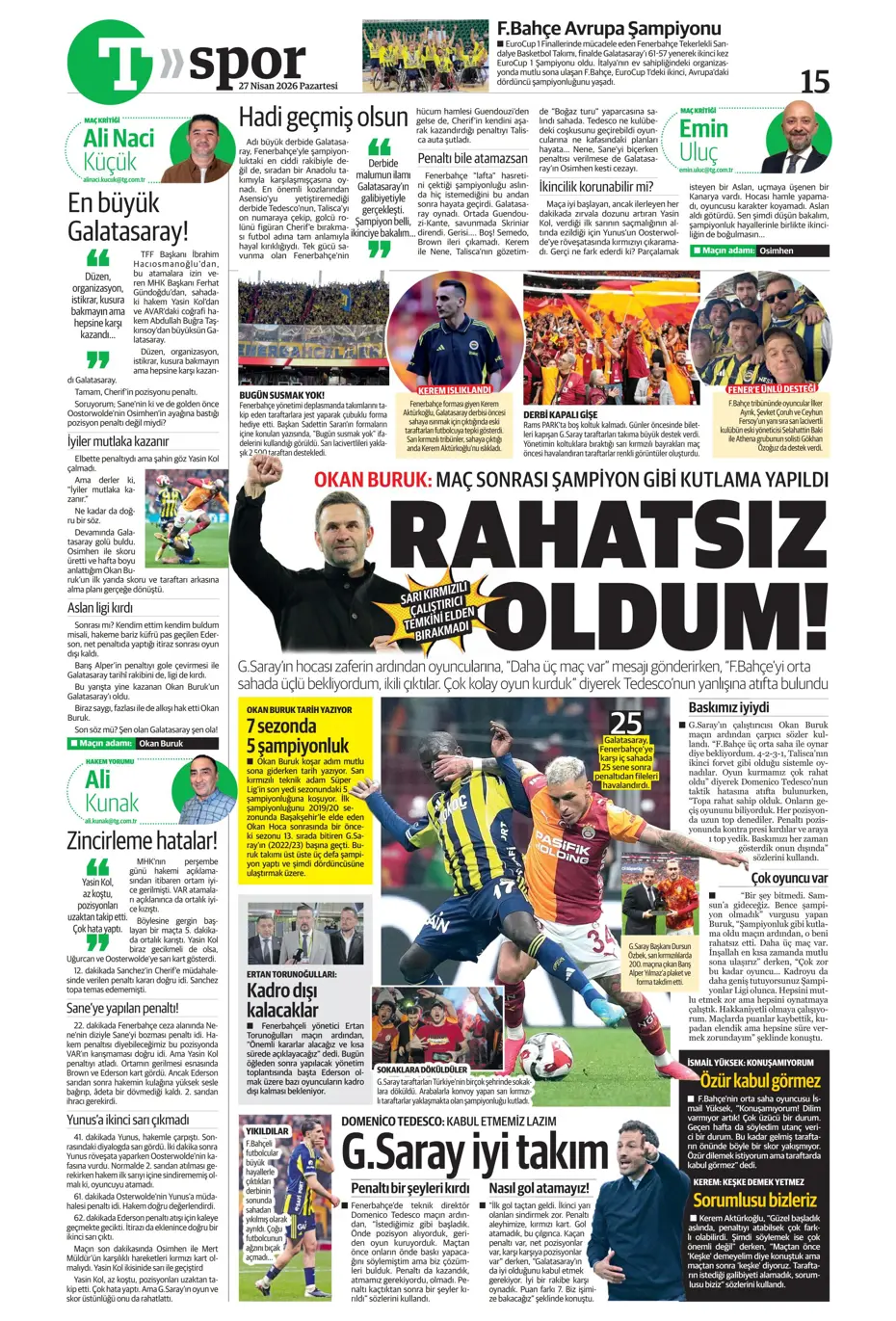 "Aslan Fener'i 7 bitirdi" | Sporun manşetleri - 25 "Aslan Fener'i 7 bitirdi" | Sporun manşetleri - 25