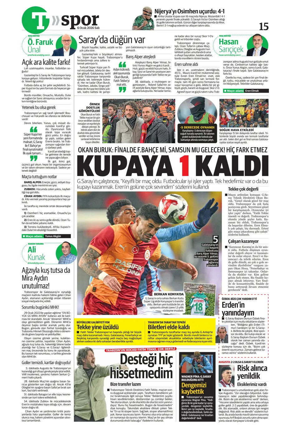 "Lookman Afrika Kupası'ndan direkt İstanbul'a" | Sporun manşetleri - 26 "Lookman Afrika Kupası'ndan direkt İstanbul'a" | Sporun manşetleri - 26