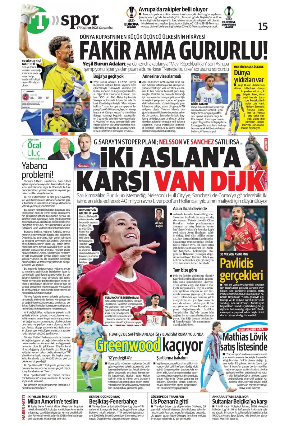 Fenerbahçe'de Oosterwolde dışında 3 ayrılık daha | Sporun manşetleri - 15