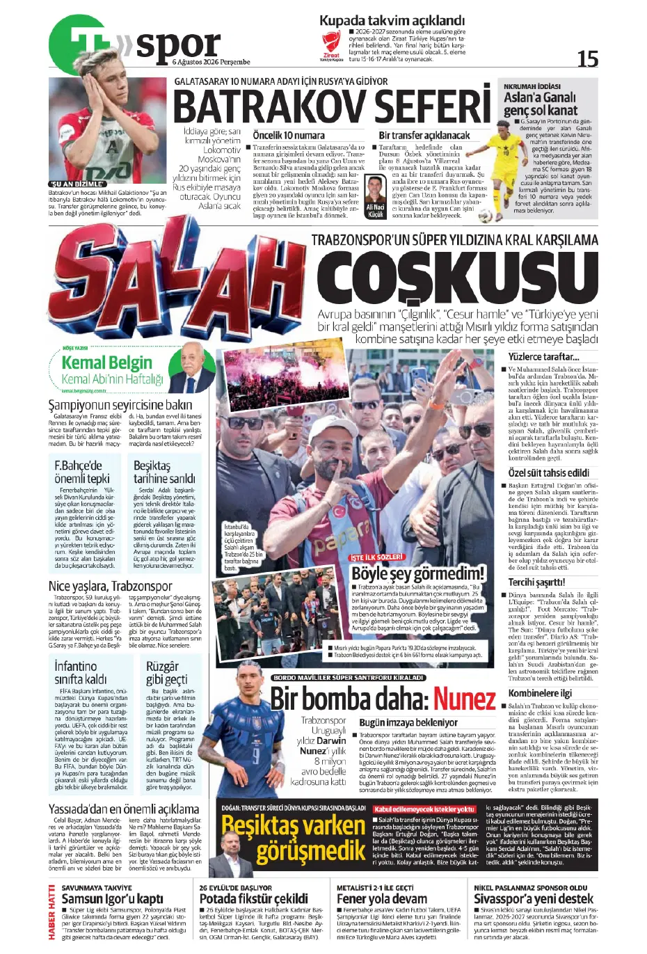 Tüm dünya Salah ve Trabzonspor'u konuşuyor | Sporun manşetleri - 9 Tüm dünya Salah ve Trabzonspor'u konuşuyor | Sporun manşetleri - 9