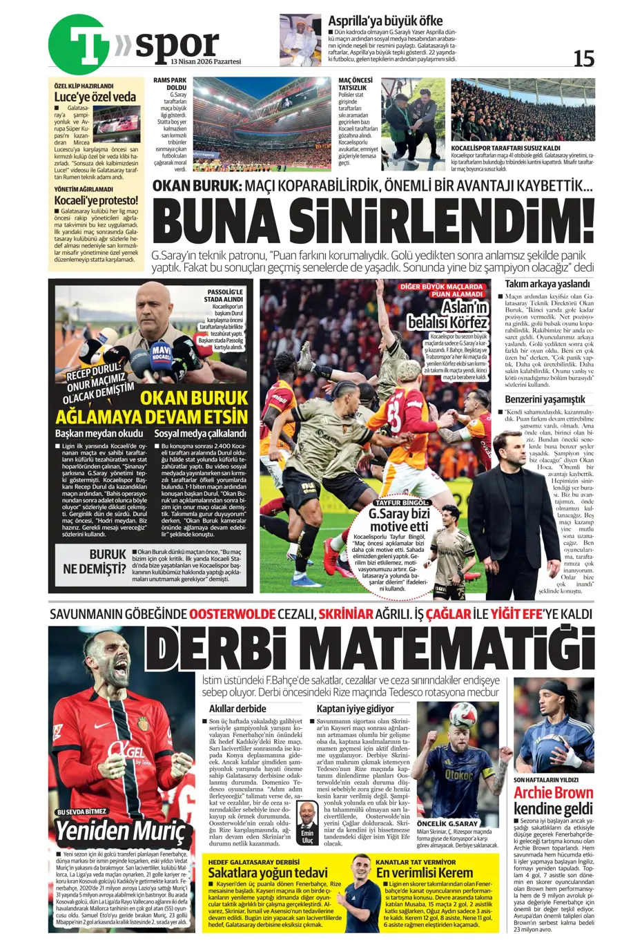 "Aslan krize girdi" | Sporun manşetleri - 26