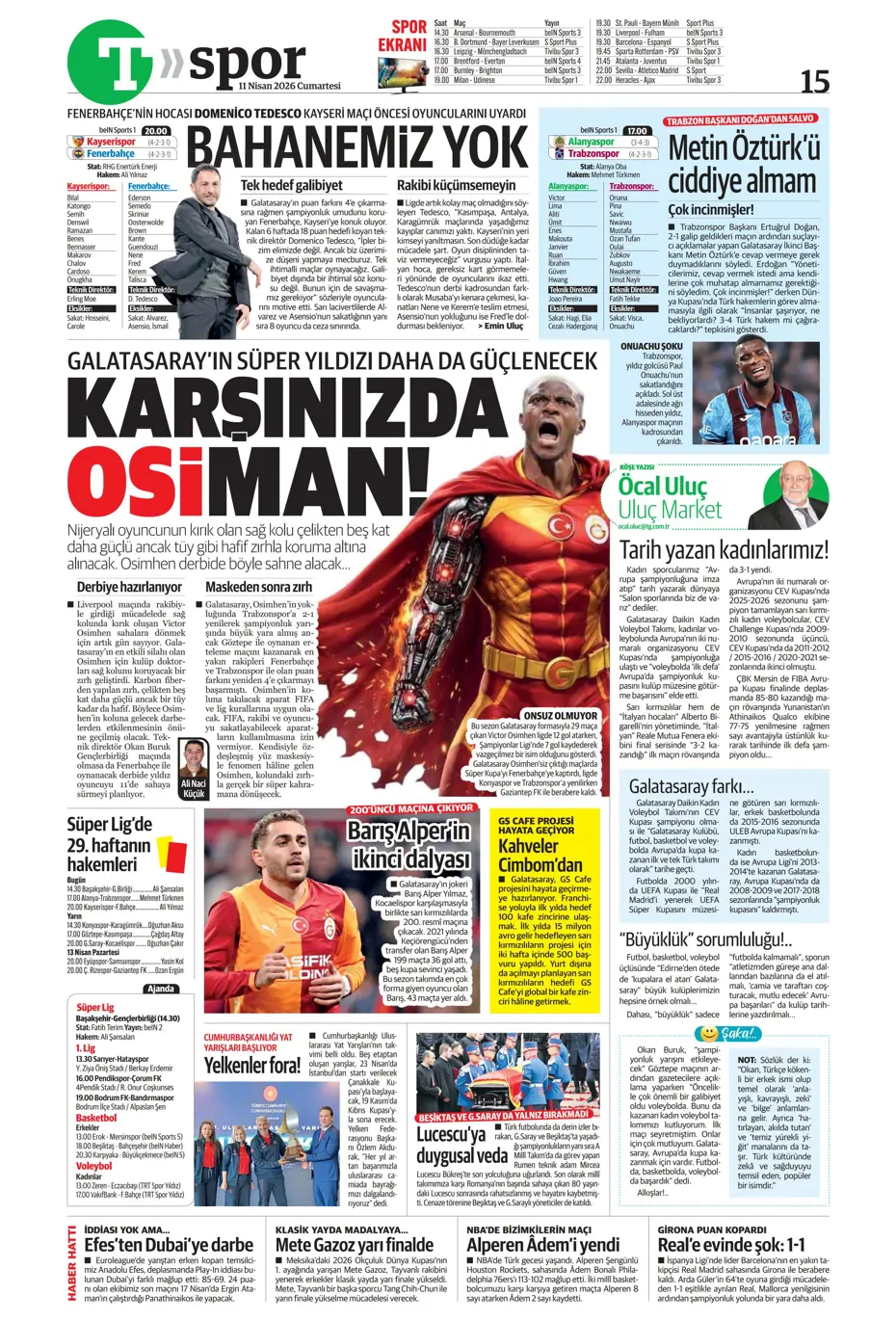 "Devler Osimhen için sırada" | Sporun manşetleri - 25