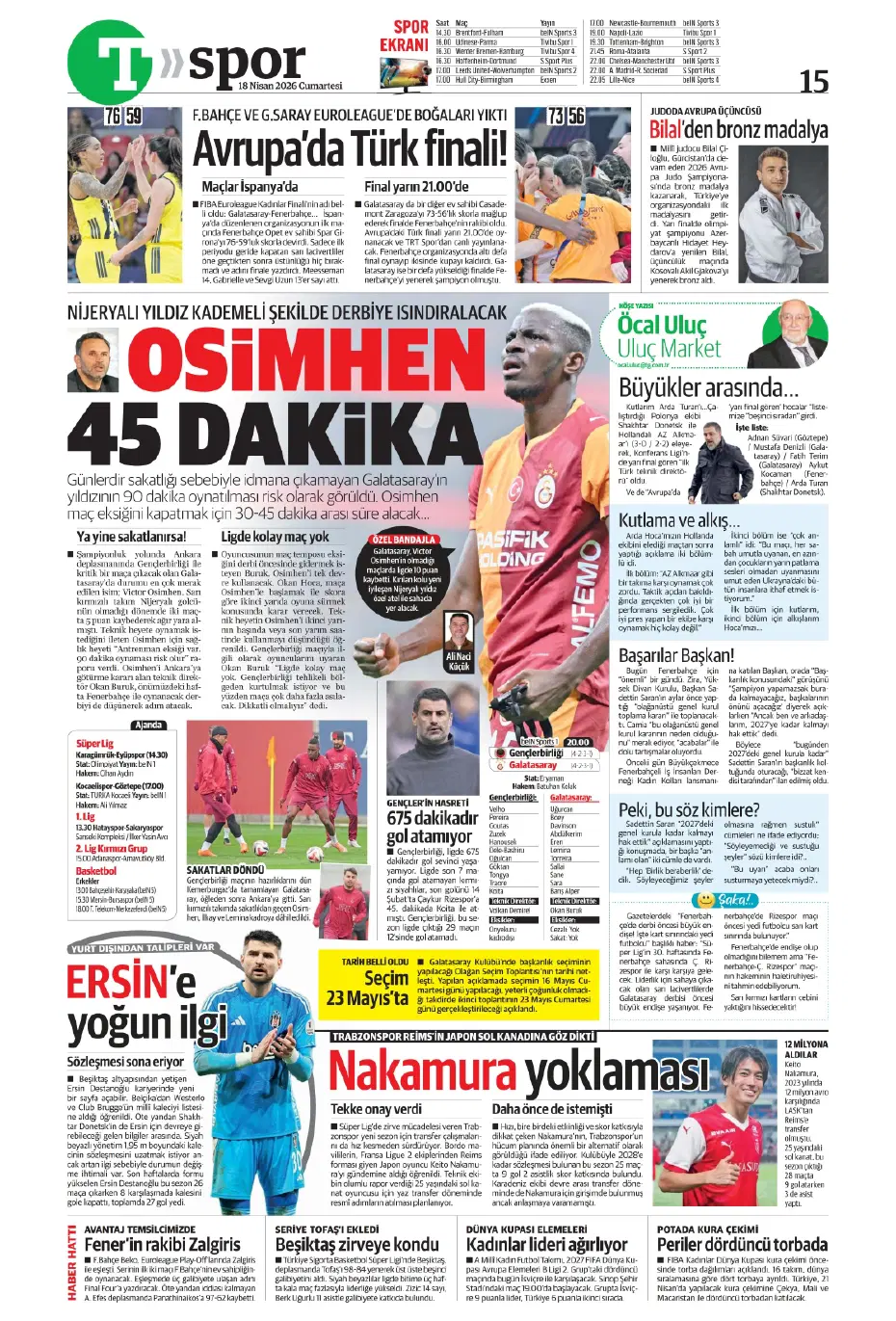 Ederson acı son | Sporun manşetleri - 17