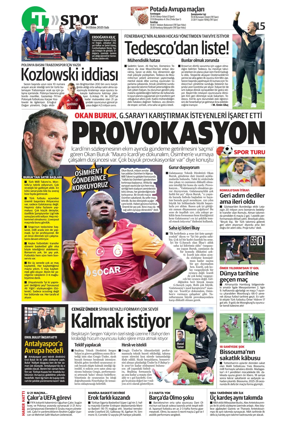 "Beşiktaş'ta İrfan Can Kahveci sürprizi" | Sporun manşetleri - 1 "Beşiktaş'ta İrfan Can Kahveci sürprizi" | Sporun manşetleri - 1