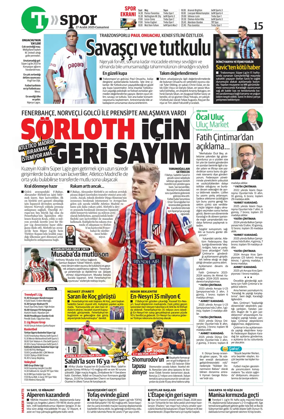 "Fenerbahçe'de 7 ayrılık birden" | Sporun manşetleri - 20 "Fenerbahçe'de 7 ayrılık birden" | Sporun manşetleri - 20