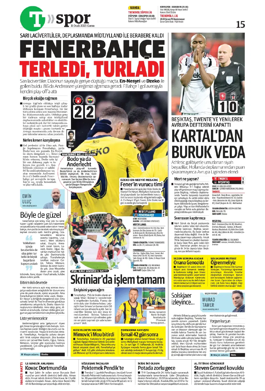 "Galatasaray ve Fenerbahçe play, Beşiktaş off" | Sporun manşetleri - 27