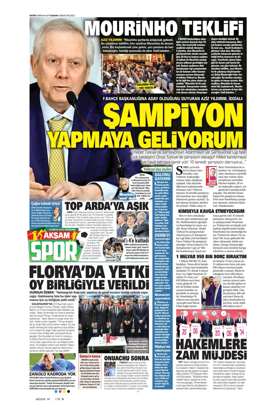 "İlk hedef Preciado" | Sporun manşetleri (16 Mayıs 2024) - 3