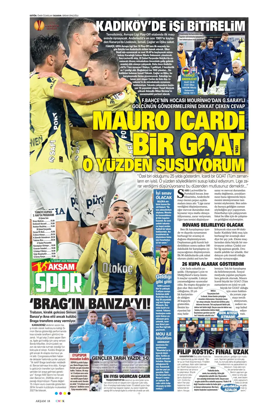 "Bugün vur, haftaya tur" | Sporun manşetleri - 3