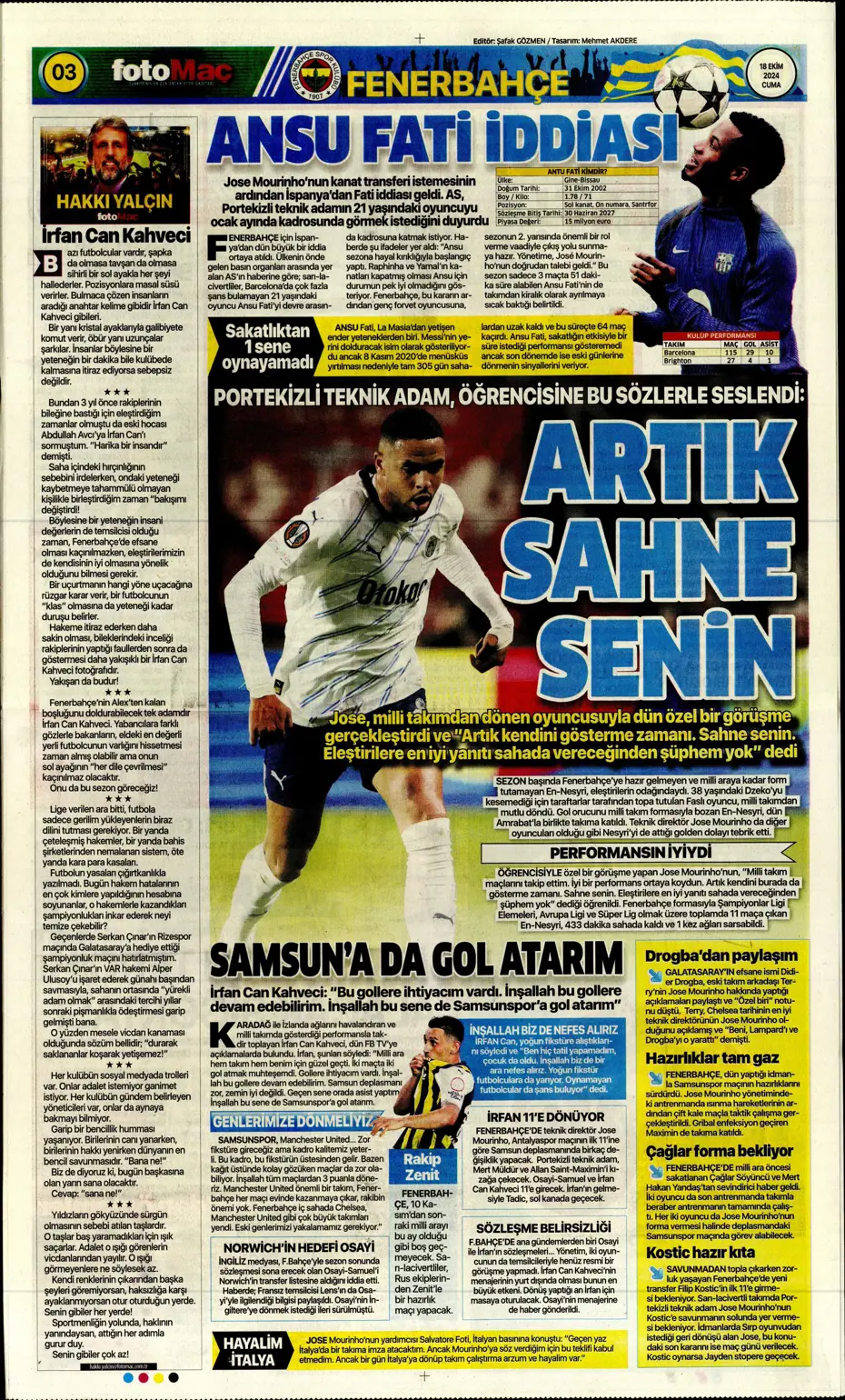 "Fenerbahçe'ye 1 milyar euroluk bomba" | Sporun manşetleri (18 Ekim 2024) - 9