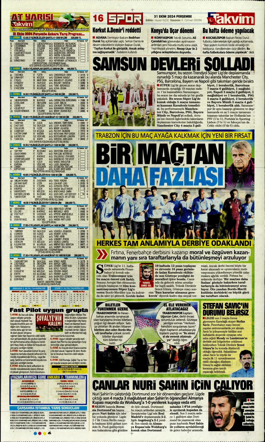 "Aslan'da Rosier harekatı" | Sporun manşetleri (31 Ekim 2024) - 34