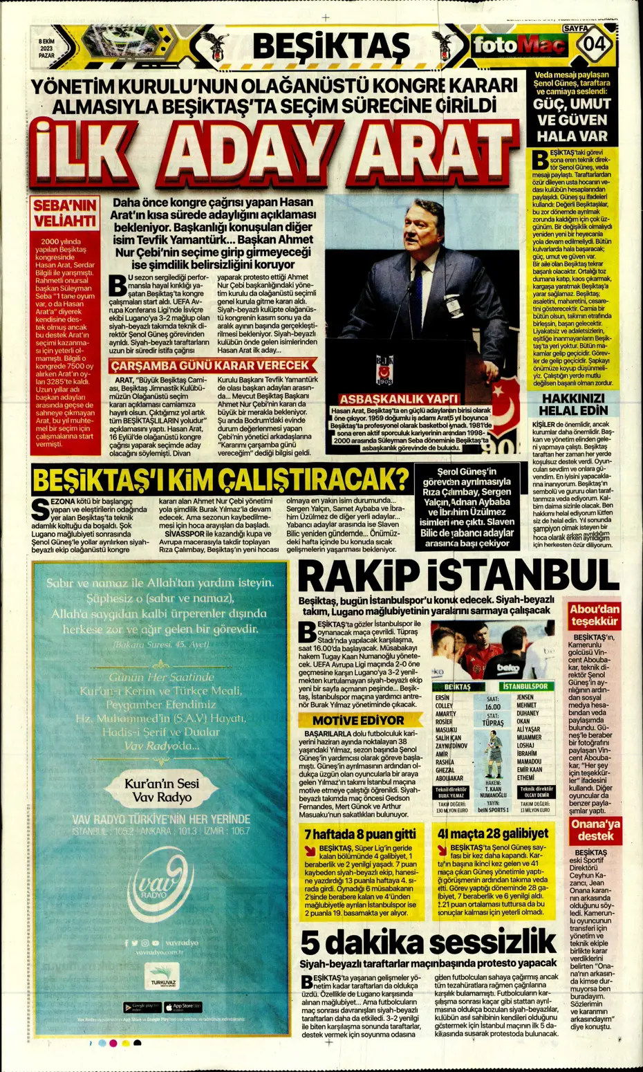 "Bjelica gidiyor, Avcı geliyor" | Sporun manşetleri (8 Ekim 2023) - 16