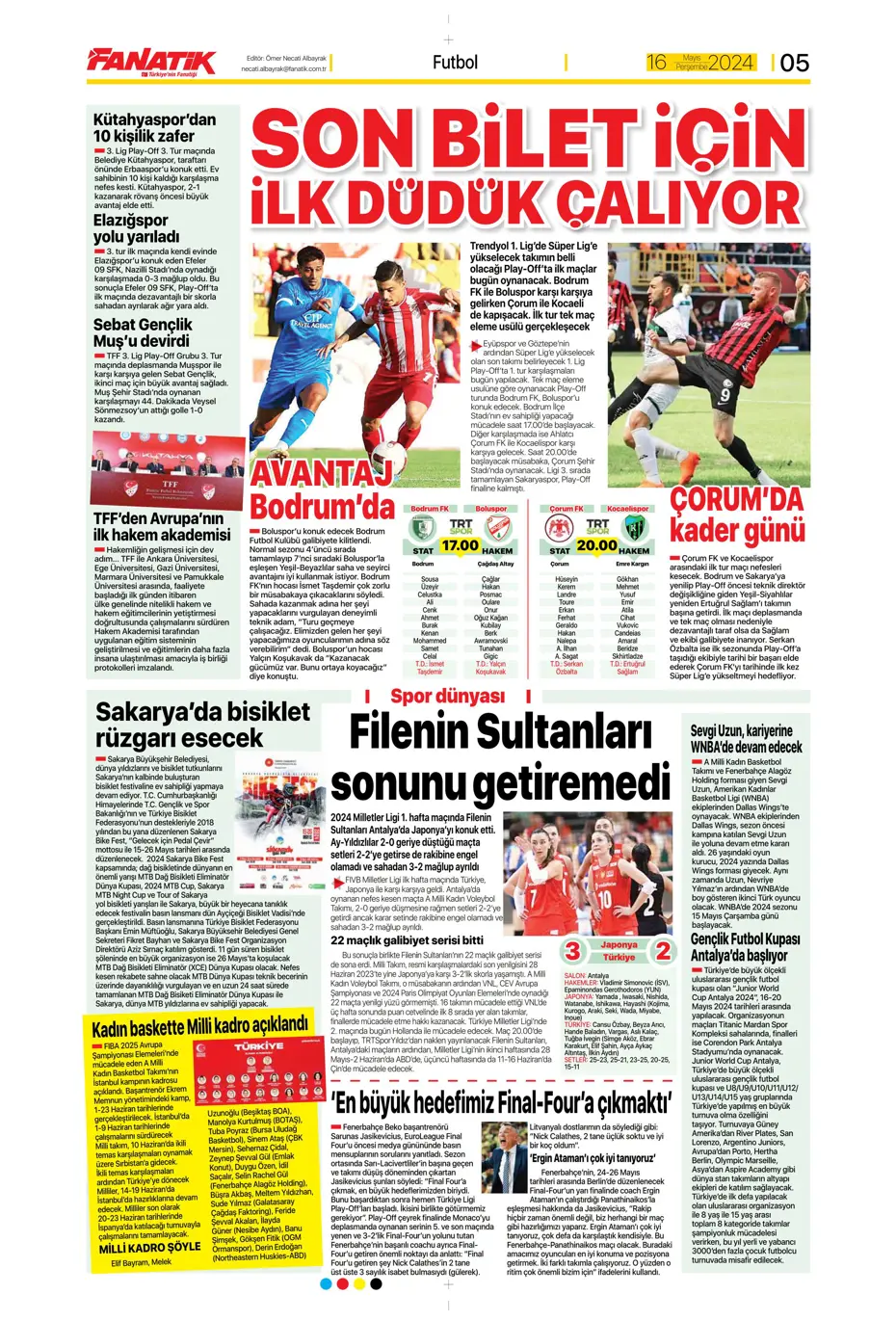 "İlk hedef Preciado" | Sporun manşetleri (16 Mayıs 2024) - 5