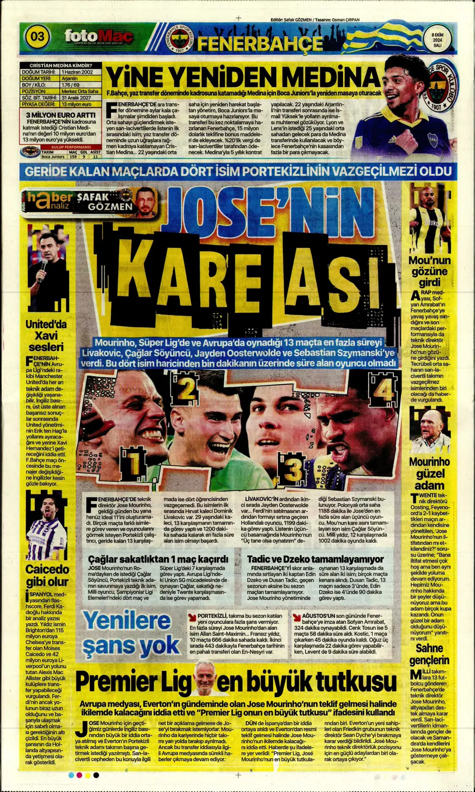 "Fenerbahçe'ye sürpriz golcü" | Sporun manşetleri (8 Ekim 2024) - 13