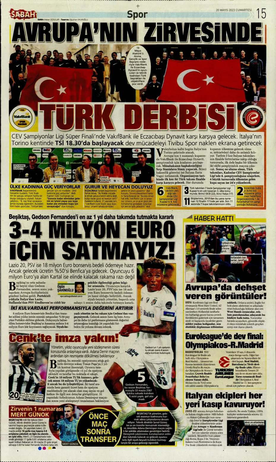 "Aslan'dan dev hamle" Günün spor manşetleri (20 Mayıs 2023) - 14