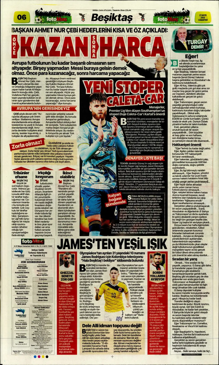 "4 geliyor, 3 gidiyor" | Sporun manşetleri (27 Mayıs 2023) - 9