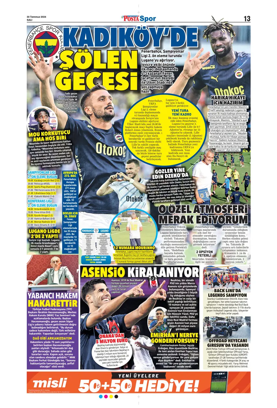 "Mourinho ateşi yaktı" | Sporun manşetleri (30 Temmuz 2024) - 27