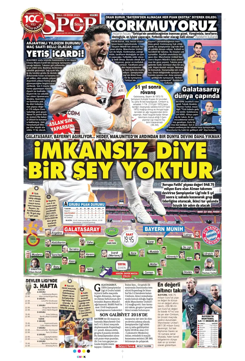 "Yine destan gecesi olsun" | Sporun Manşetleri - 27