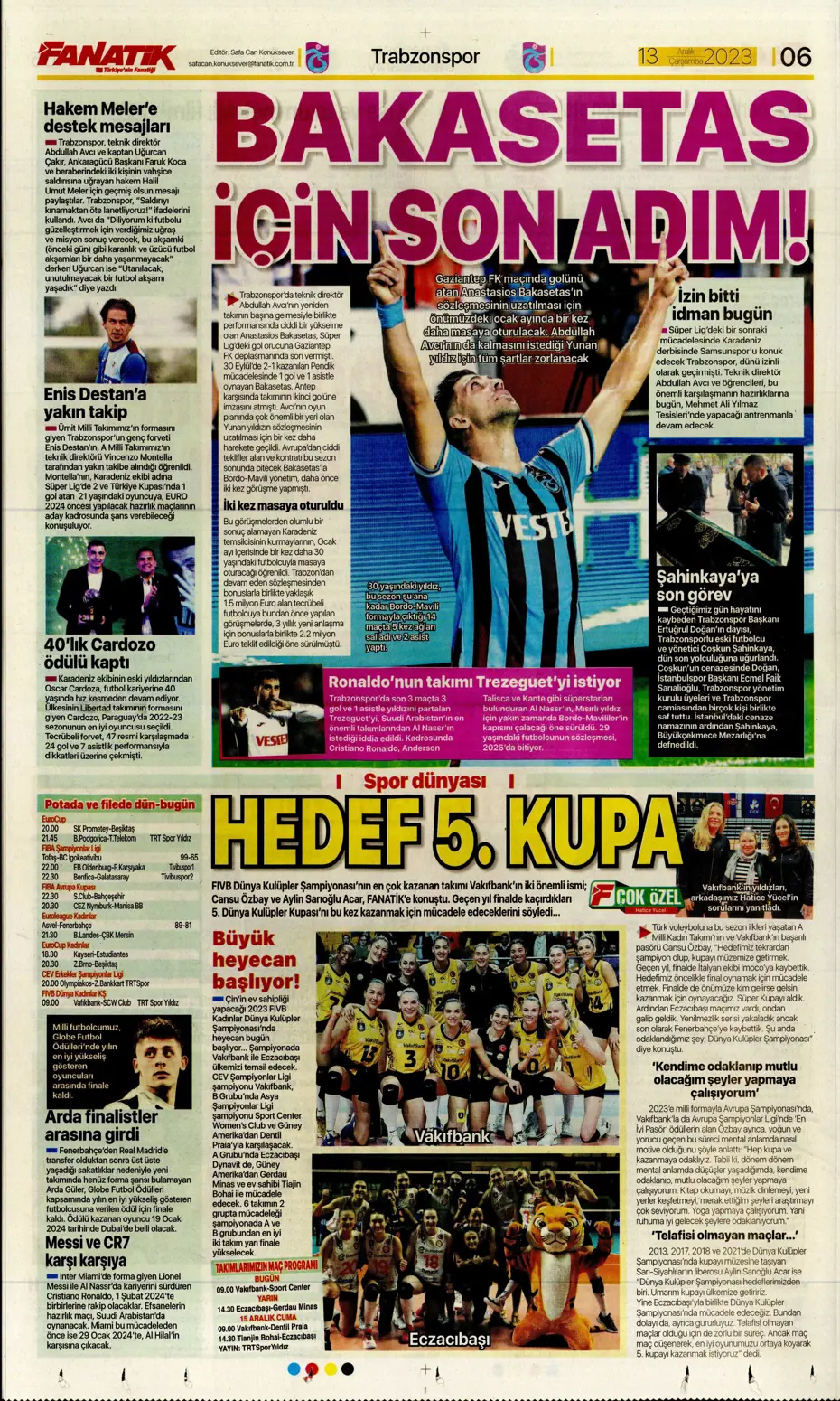 "Aslan'ın yeni yeri Avrupa Ligi" | Sporun manşetleri (13 Aralık 2023) - 7