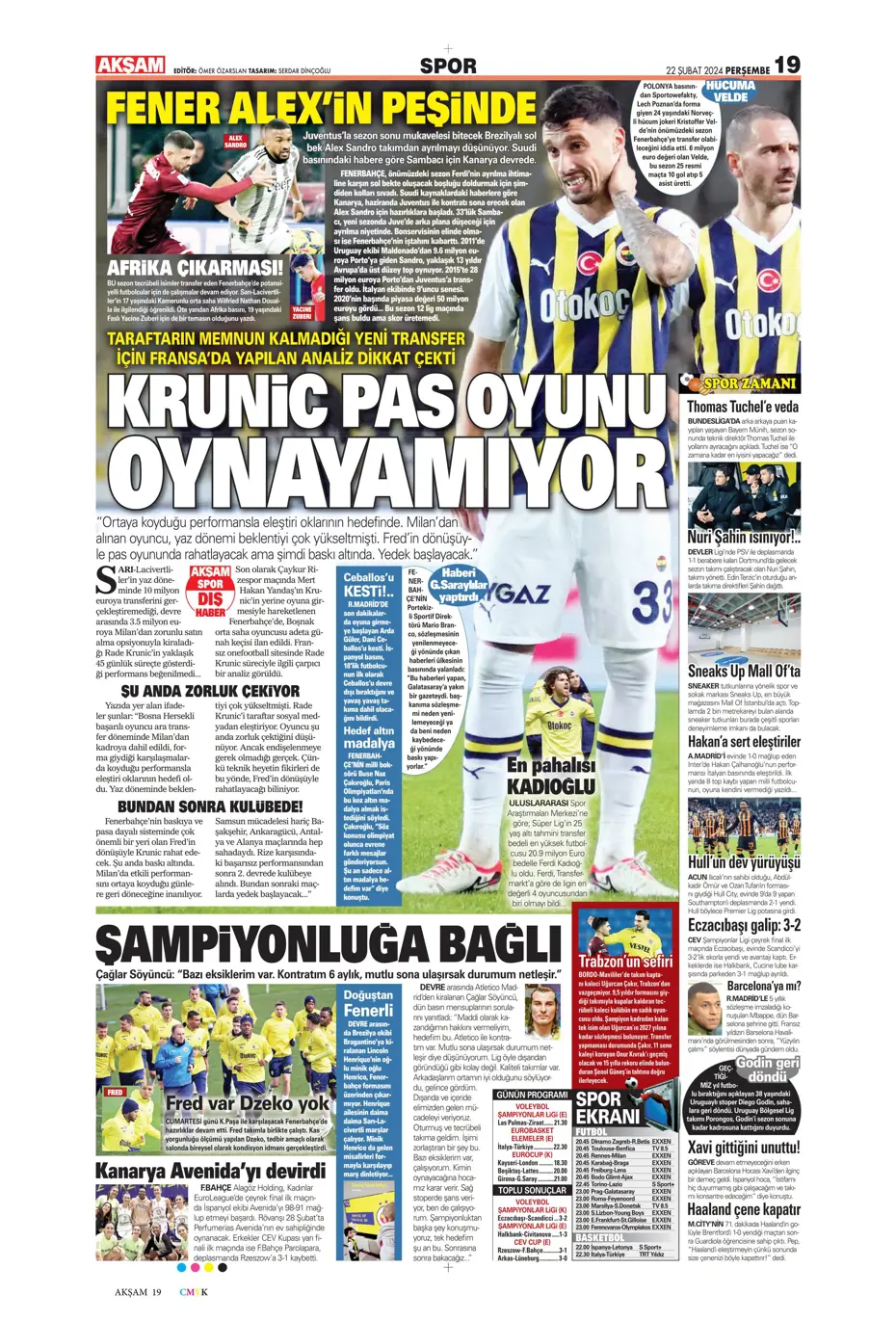 "Fenerbahçe Alex'in peşinde" | Sporun manşetleri (22 Şubat 2024) - 3 "Fenerbahçe Alex'in peşinde" | Sporun manşetleri (22 Şubat 2024) - 3