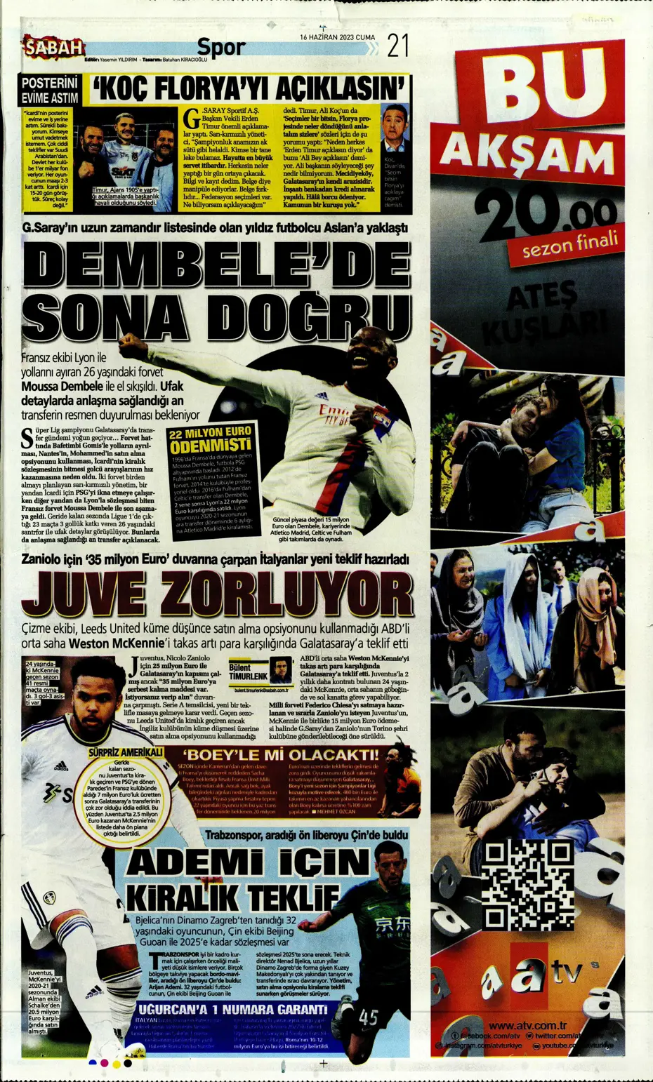 "Dzeko çok yakın" Sporun manşetleri (16 Haziran 2023) - 15 "Dzeko çok yakın" Sporun manşetleri (16 Haziran 2023) - 15