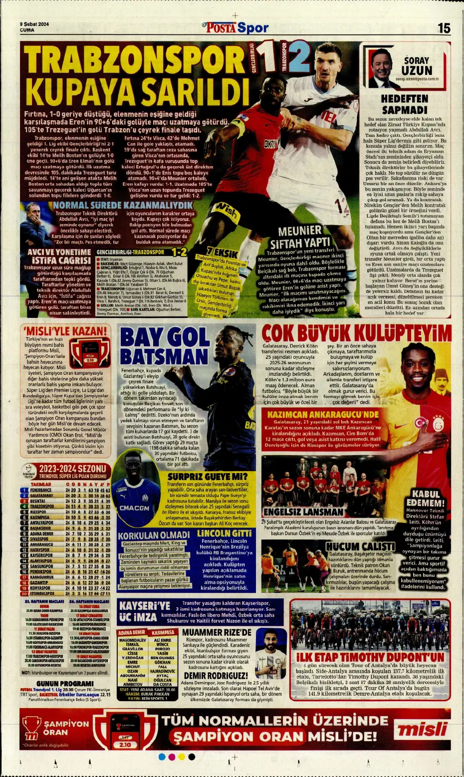 "Icardi &amp; Dzeko'yu geçti" | Sporun manşetleri (9 Şubat 2024) - 19