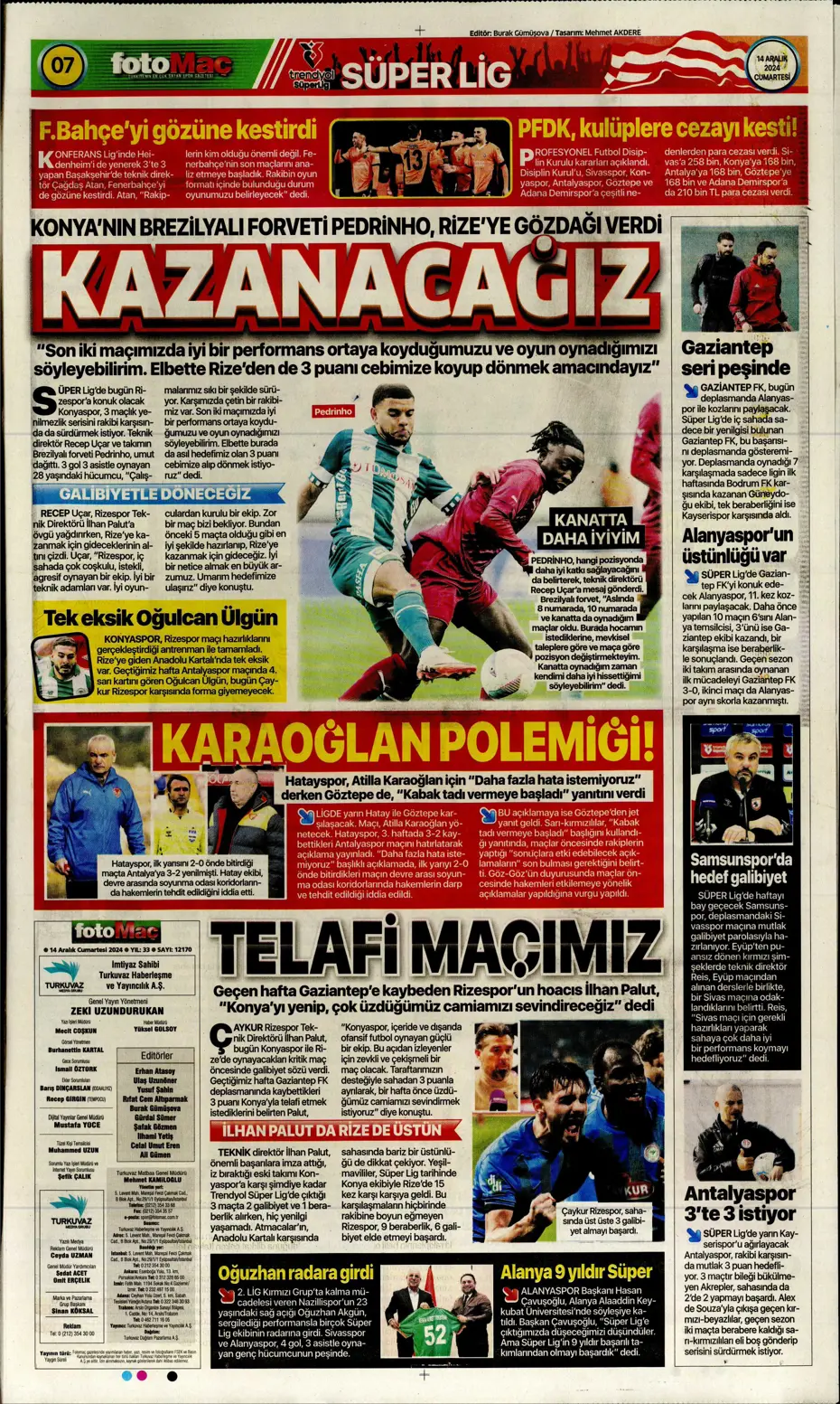 "Boscagli ve Hancko listeye girdi" | Sporun manşetleri - 11 "Boscagli ve Hancko listeye girdi" | Sporun manşetleri - 11