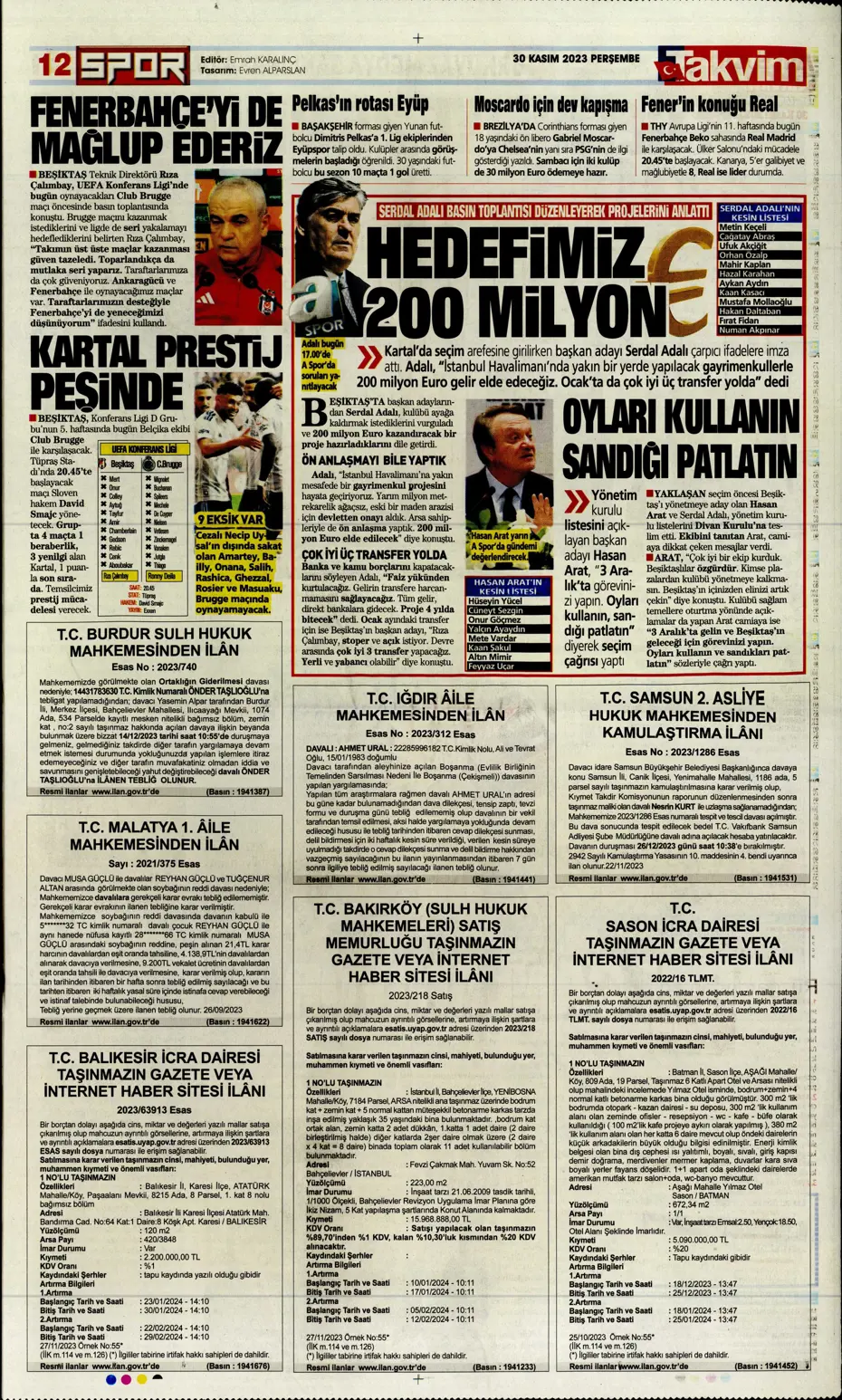 "Çok büyüksün Hakim Bey" | Sporun manşetleri (30 Kasım 2023) - 37 "Çok büyüksün Hakim Bey" | Sporun manşetleri (30 Kasım 2023) - 37