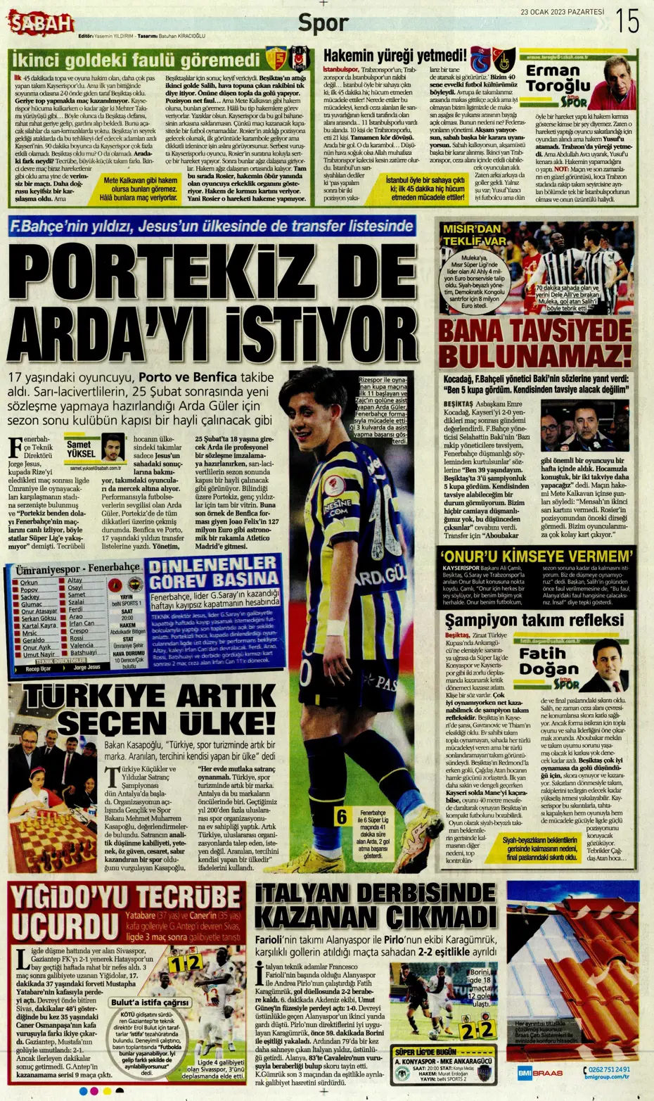 Sporun manşetleri (23 Ocak 2023) - 24