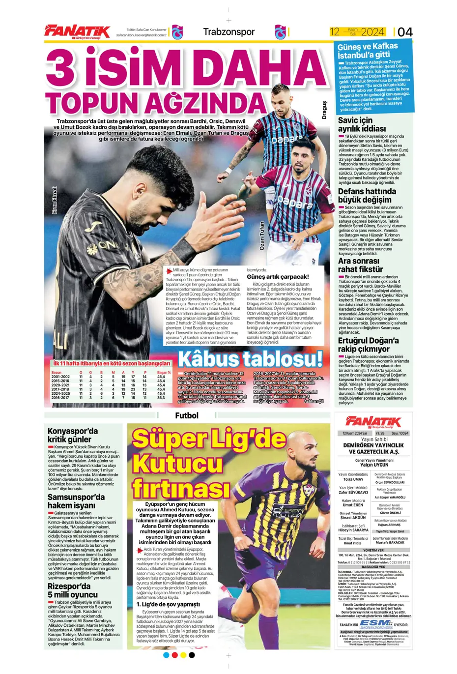 "Listenin başında onlar var: Talisca & Brown" | Sporun manşetleri (12 Kasım 2024) - 8 "Listenin başında onlar var: Talisca & Brown" | Sporun manşetleri (12 Kasım 2024) - 8