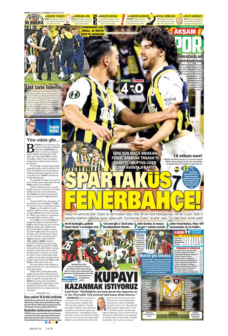 "Aslan'dan Jorginho bombası" | Sporun manşetleri (15 Aralık 2023) - 5