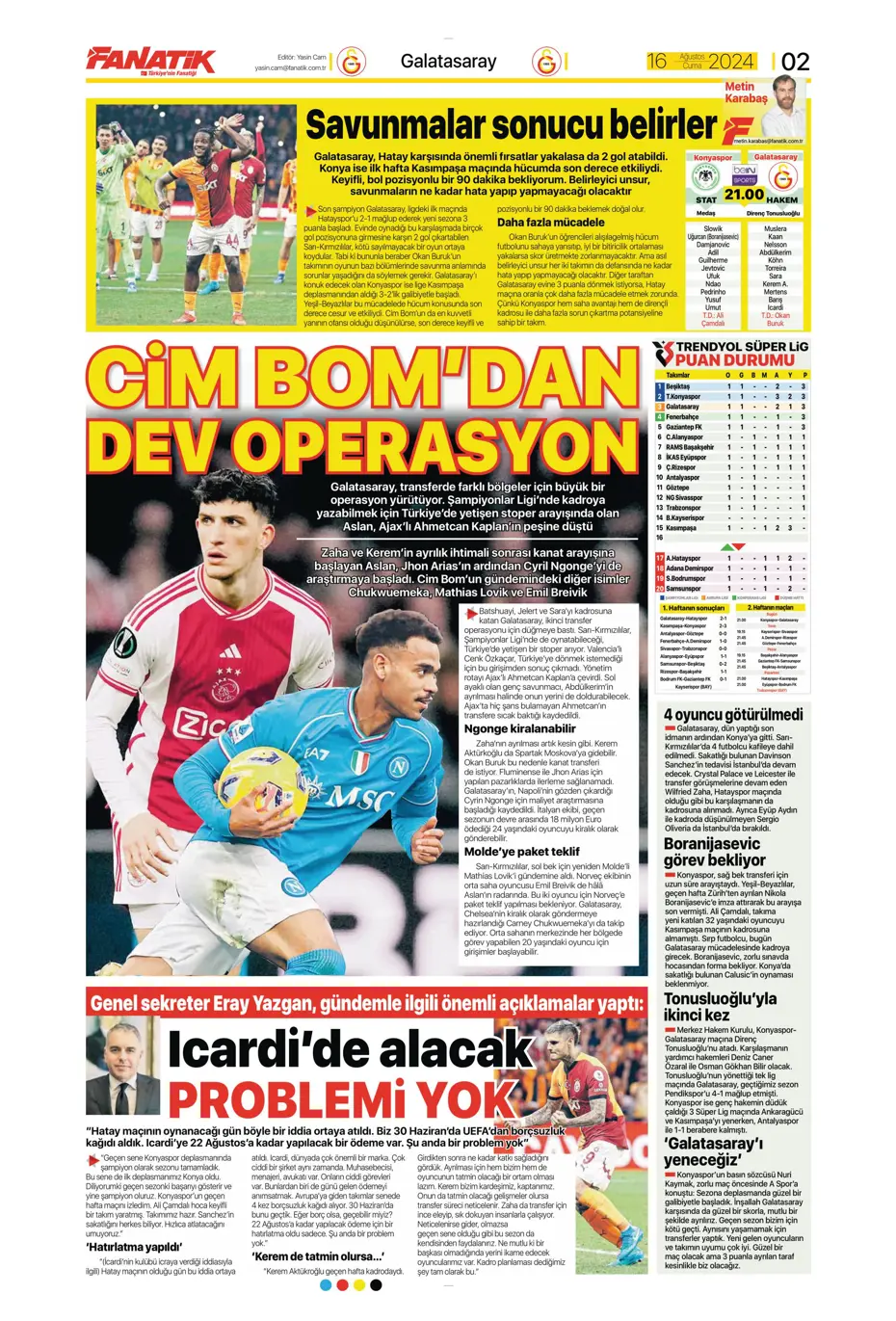 "Mateo Kovacic adım adım Fenerbahçe'ye" | Sporun manşetleri - 3 "Mateo Kovacic adım adım Fenerbahçe'ye" | Sporun manşetleri - 3