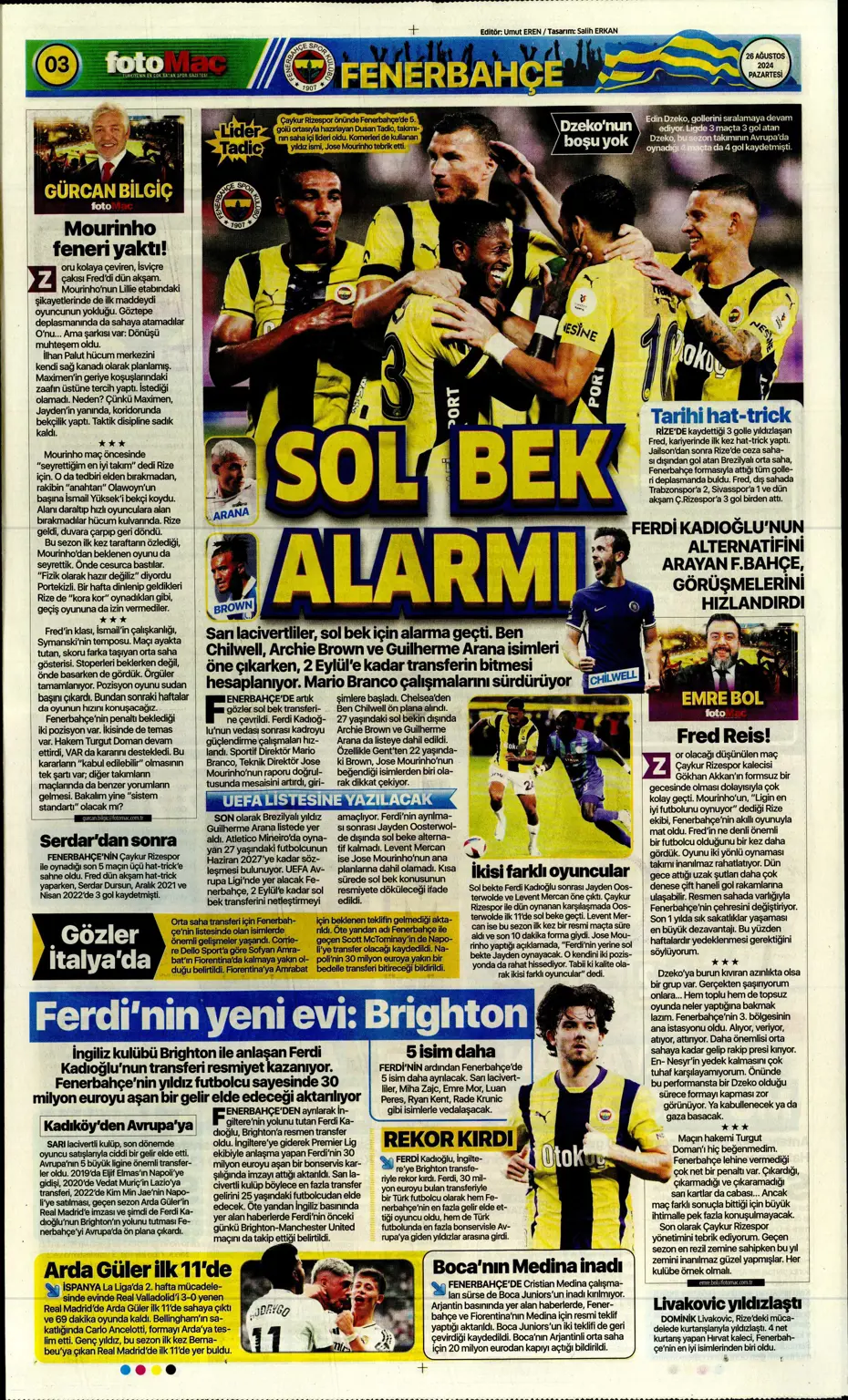 "Mou'nun planı Rize'yi dağıttı" | Sporun manşetleri (26 Ağustos 2024) - 11 "Mou'nun planı Rize'yi dağıttı" | Sporun manşetleri (26 Ağustos 2024) - 11