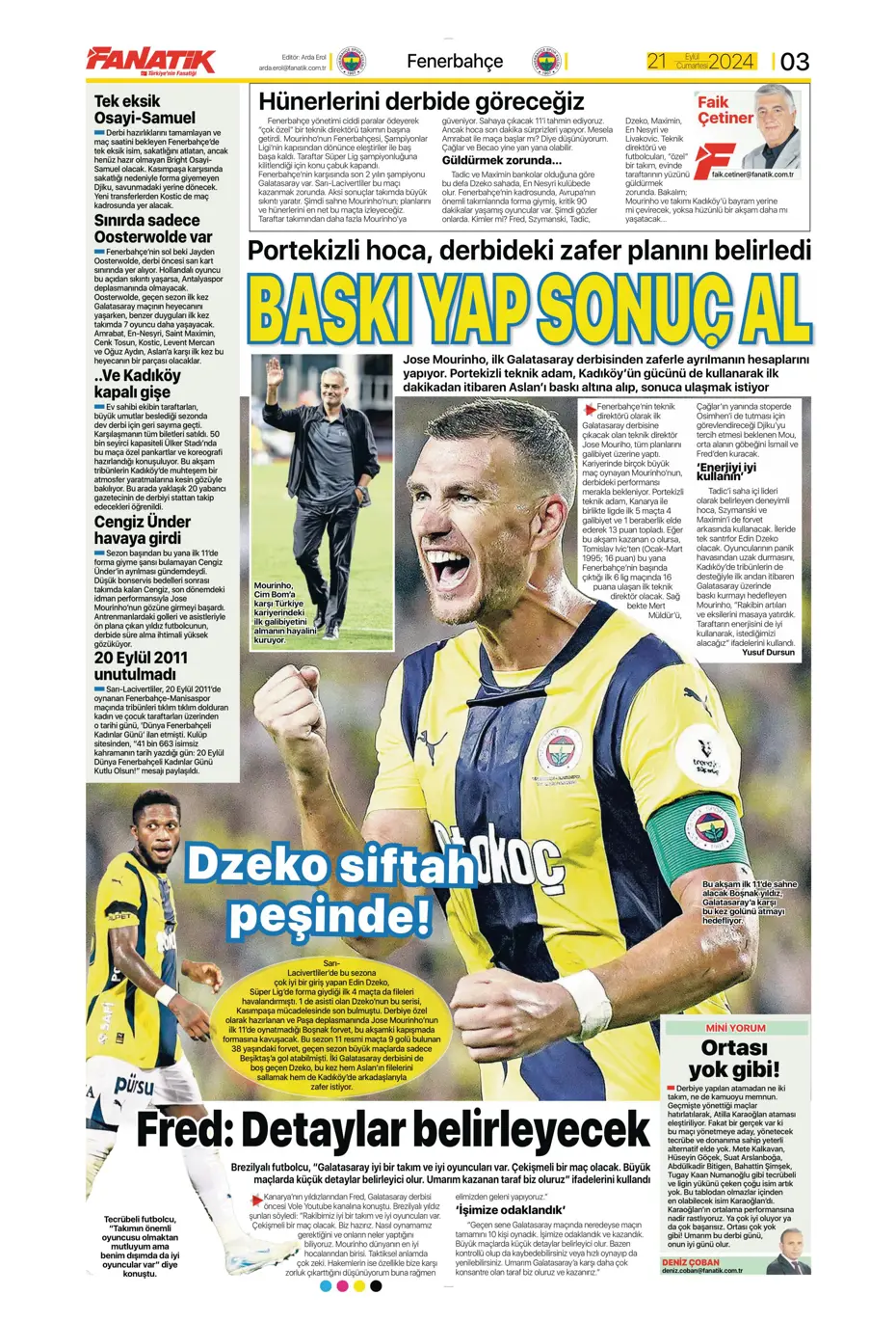 "Savunmada Fener, hücumda Aslan" | Sporun manşetleri (21 Eylül 2024) - 2