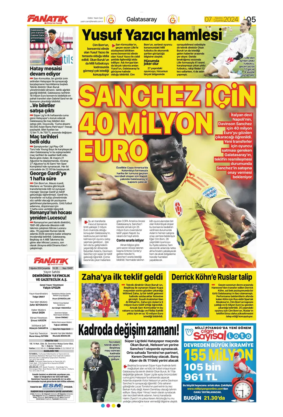 "12 milyon euroya Becao" | Sporun manşetleri - 9 "12 milyon euroya Becao" | Sporun manşetleri - 9