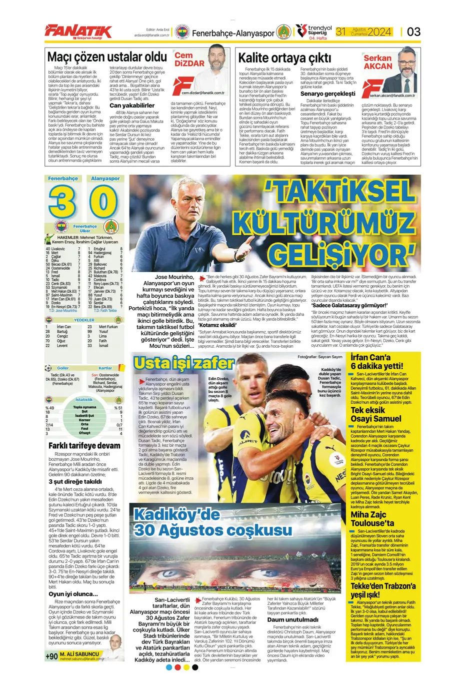 "Zirveye çek kaptan" | Sporun manşetleri (31 Ağustos 2024) - 3 "Zirveye çek kaptan" | Sporun manşetleri (31 Ağustos 2024) - 3