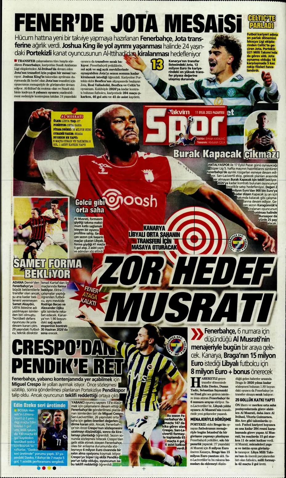 "Sacha Boey, İtalya yolcusu" | Sporun manşetleri (11 Eylül 2023) - 29 "Sacha Boey, İtalya yolcusu" | Sporun manşetleri (11 Eylül 2023) - 29