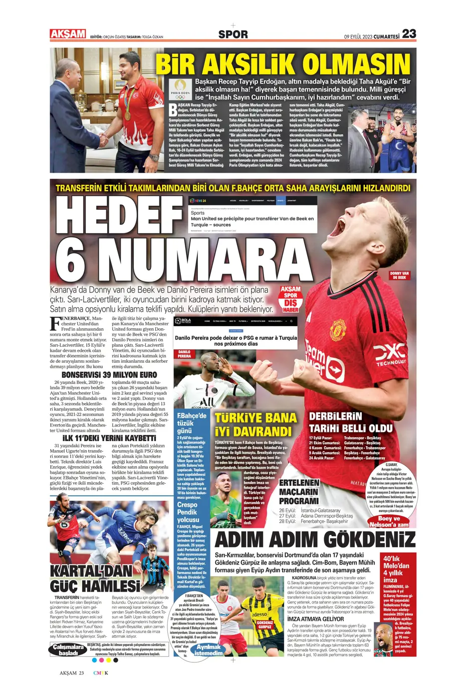 "Kuntz'un eseri" | Sporun manşetleri (9 Eylül 2023) - 3