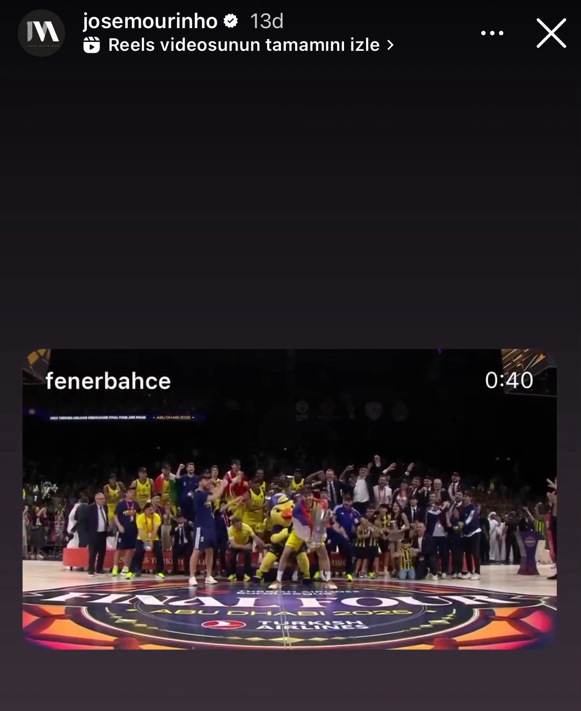 Fenerbahçe Beko'nun tarihi zaferi sonrası gece yarısı Mourinho'dan tek cümlelik paylaşım - 5