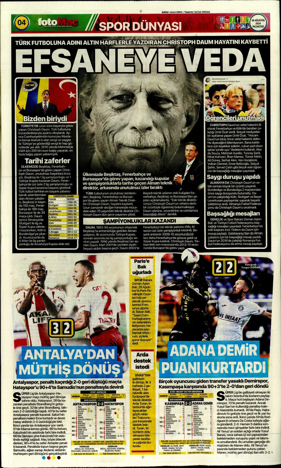 "Mou'nun planı Rize'yi dağıttı" | Sporun manşetleri (26 Ağustos 2024) - 12 "Mou'nun planı Rize'yi dağıttı" | Sporun manşetleri (26 Ağustos 2024) - 12