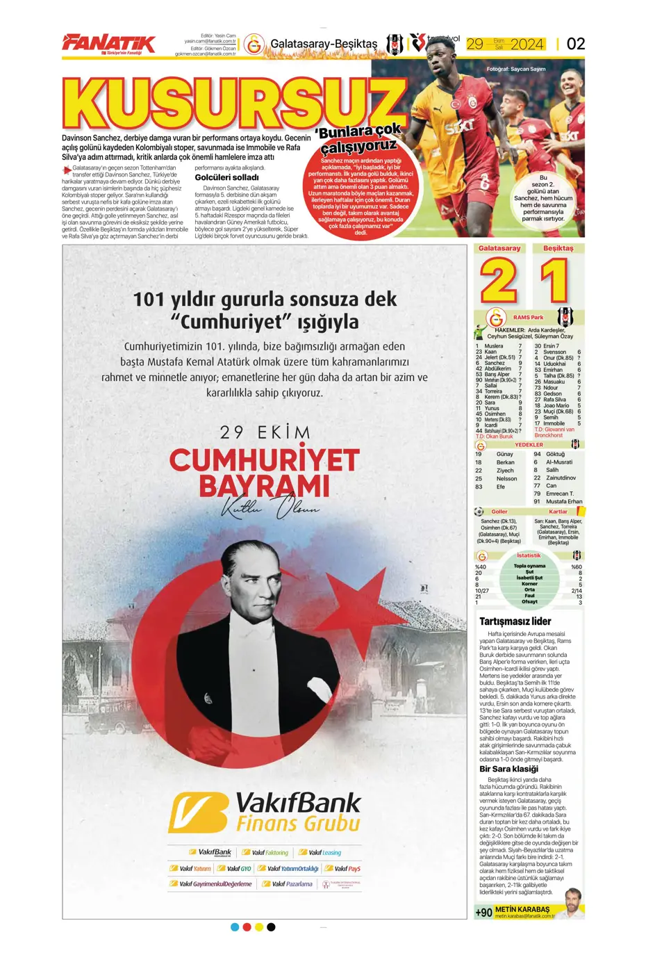 "Cimbom zirvede tek başına" | Sporun manşetleri (29 Ekim 2024) - 9 "Cimbom zirvede tek başına" | Sporun manşetleri (29 Ekim 2024) - 9