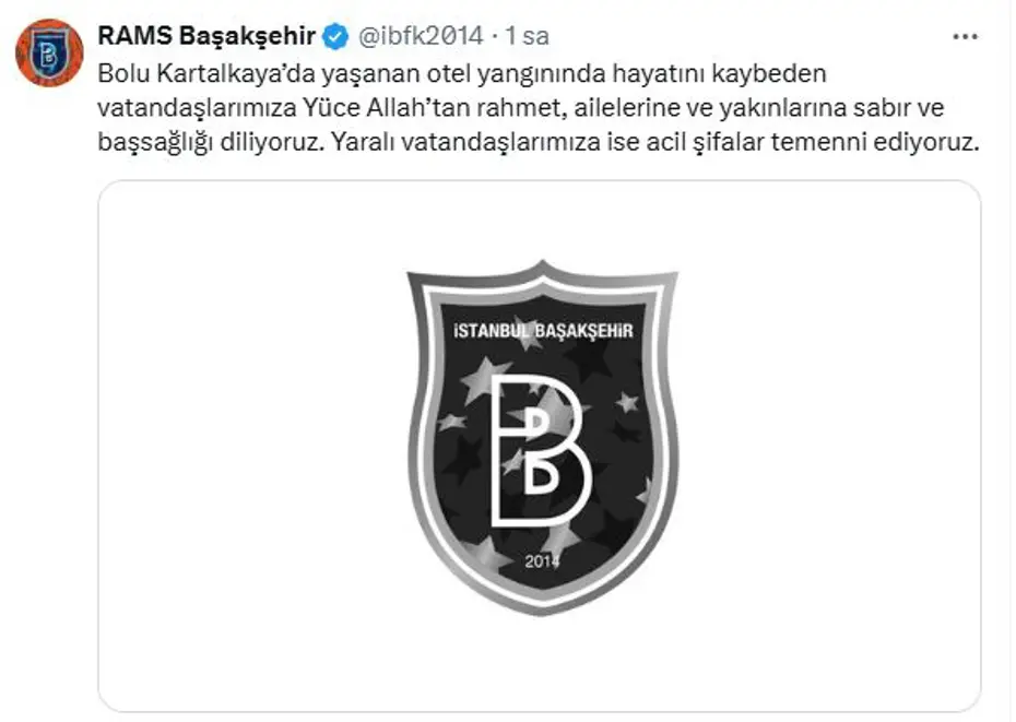 Spor kulüpleri, Kartalkaya'daki yangında hayatını kaybeden vatandaşlar için başsağlığı mesajı yayımladı - 6