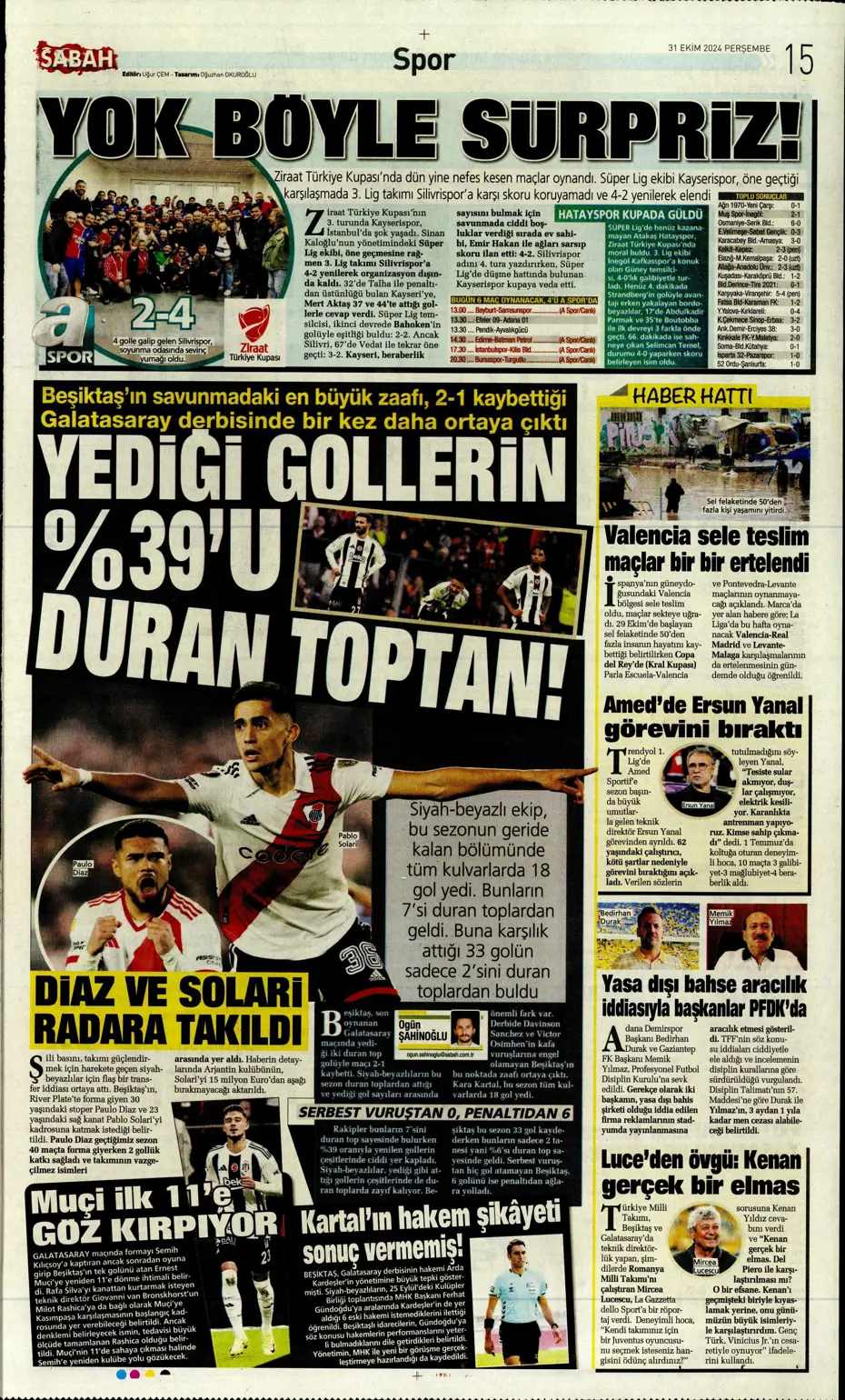 "Aslan'da Rosier harekatı" | Sporun manşetleri (31 Ekim 2024) - 27