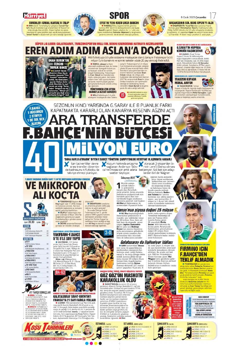 "Fenerbahçe'de büyük gün" | Sporun manşetleri (8 Ocak 2025) - 13 "Fenerbahçe'de büyük gün" | Sporun manşetleri (8 Ocak 2025) - 13