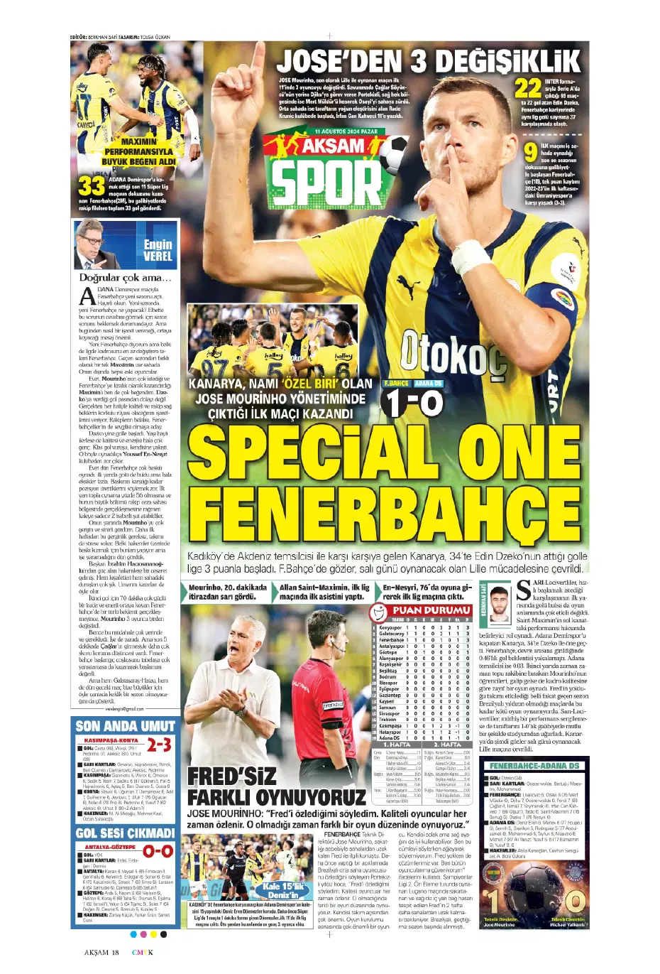 "Mou varsa fire yok" | Sporun manşetleri (11 Ağustos 2024) - 3