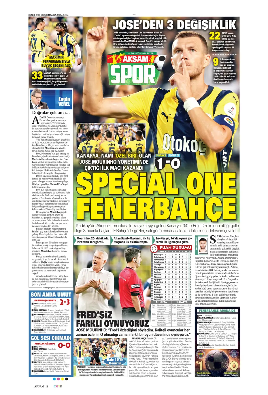 "Mou varsa fire yok" | Sporun manşetleri (11 Ağustos 2024) - 4