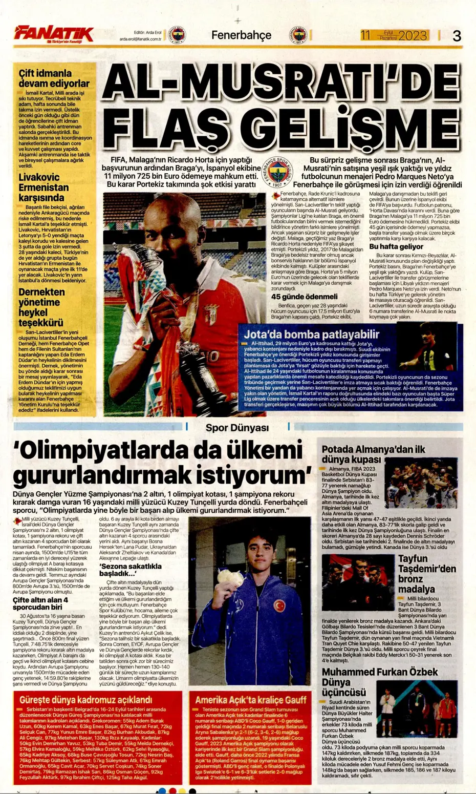 "Sacha Boey, İtalya yolcusu" | Sporun manşetleri (11 Eylül 2023) - 6 "Sacha Boey, İtalya yolcusu" | Sporun manşetleri (11 Eylül 2023) - 6