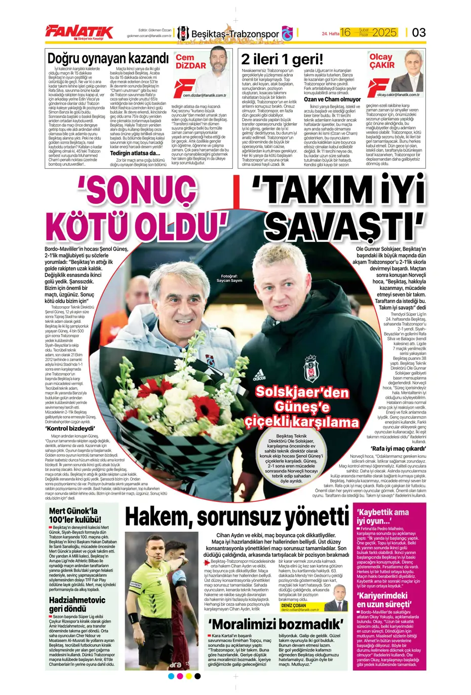 "Fırtınanın rengi siyah-beyaz" | Sporun manşetleri - 6