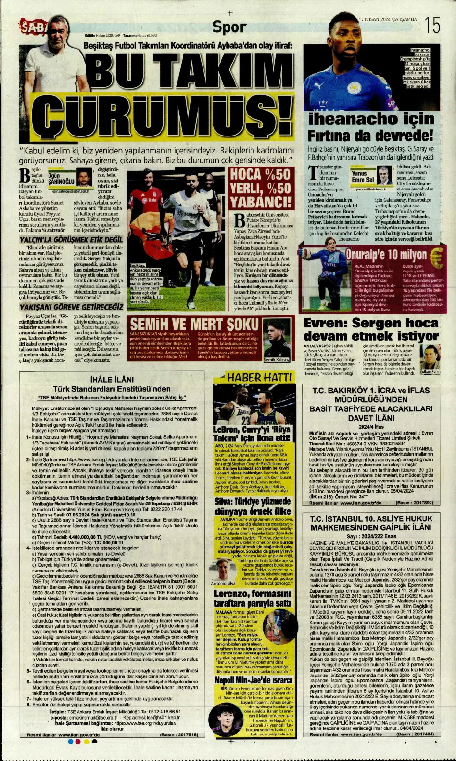 "Fenerbahçe ve Galatasaray'ın Barreiro kapışması" | Sporun manşetleri - 16