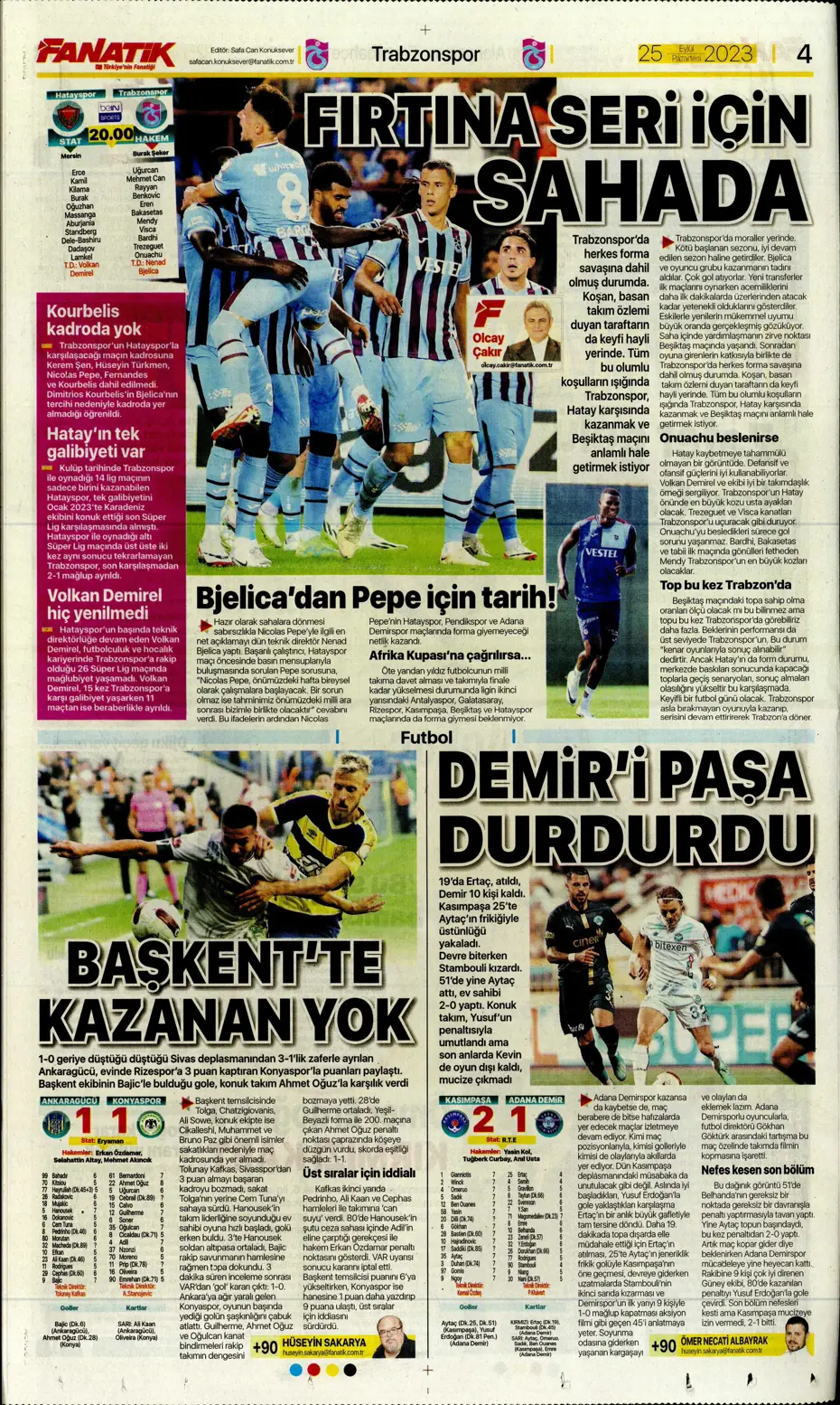 "Hesaplar Kahveci'den" | Sporun manşetleri (25 Eylül 2023) - 8