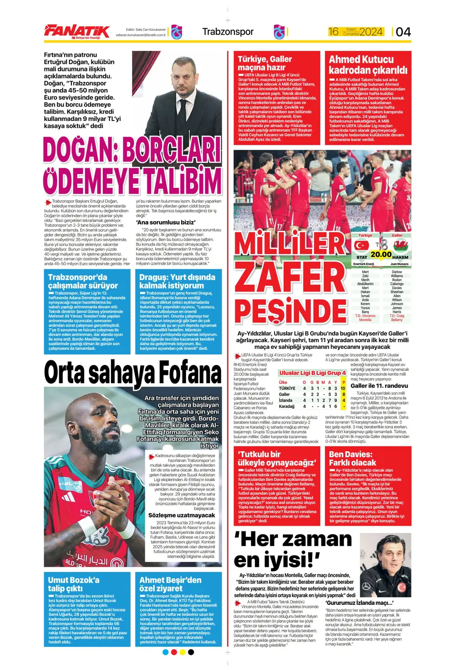 "Jorginho sürprizi" | Sporun manşetleri (16 Kasım 2024) - 5